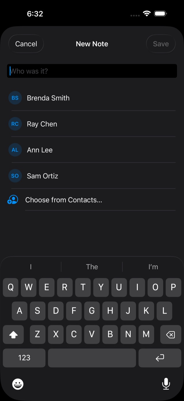 The quick capture sheet in dark mode